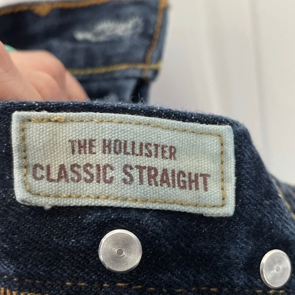 Hollister Men's 26 x 28 Classic Straight Button Fly Denim Blue Distressed Jeans - Picture 5 of 8